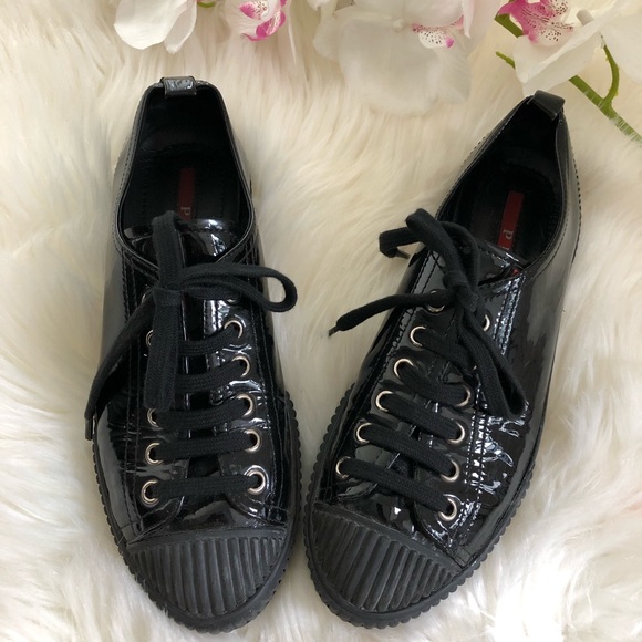 Prada Shoes - 🎉HP🎉Prada Sport Black Leather Low Top Sneakers
